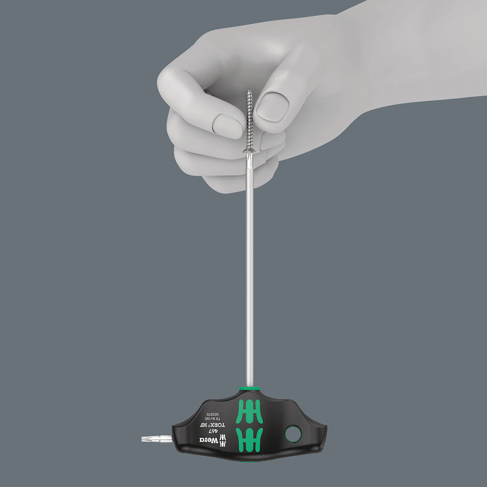 The HF tools developed by Wera are ideal as they feature an optimised geometry of the original TORX profile. The wedging forces resulting from the surface pressure between the drive tip & the screw profile mean that the screw is securely held.