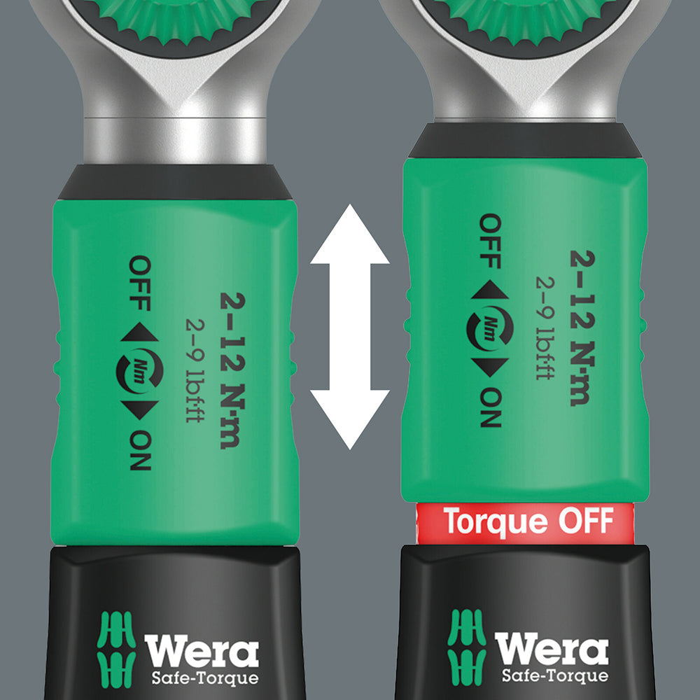 The torque function can be deactivated. The Safe-Torque torque wrench can then also be used as a standard ratchet with high loosening moments and for applications with defined angles of rotation.